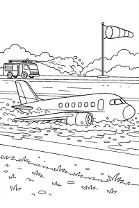 Aereo con atterraggio di emergenza disegno da colorare PDF gratis