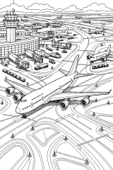Grande aereo all'incrocio dell'aeroporto disegno da colorare PDF gratis