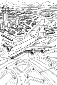 Grande aereo all'incrocio dell'aeroporto disegno da colorare PDF gratis