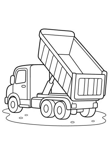 Disegno da colorare di un camion con cassone sollevato