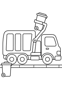 Camion della spazzatura con bidone sollevato disegno da colorare PDF gratis