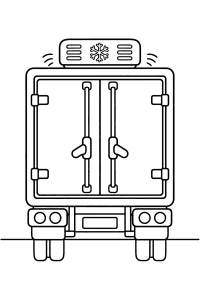 Camion frigorifero visto da dietro disegno da colorare PDF gratis