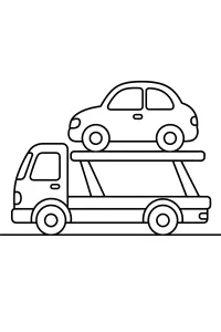 Bisarca con auto sul pianale disegno da colorare PDF gratis