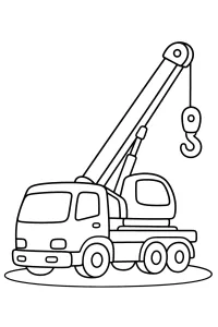 Crane Truck with Boom and Hook coloring page free PDF