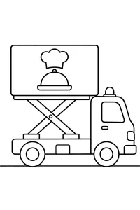 Camion catering con piattaforma sollevata disegno da colorare PDF gratis