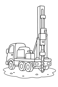 Drilling Rig Truck with Tall Mast coloring page free PDF
