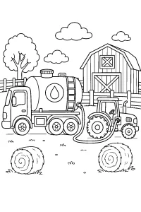 Autocisterna e trattore nella fattoria disegno da colorare PDF gratis