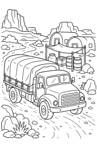 Camion de ravitaillement du désert dessin à colorier PDF gratuit