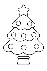 Albero di Natale con stella e palline disegno da colorare PDF gratis