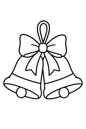 Coloriage de deux cloches de Noël avec un grand nœud au centre