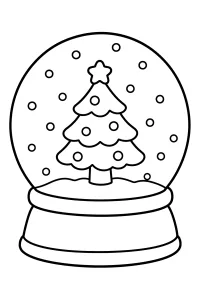 Bola de nieve con árbol de Navidad dibujo para colorear PDF gratis