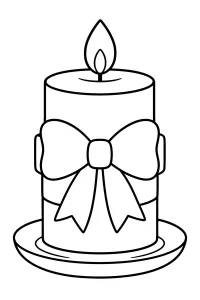 Candela di Natale con grande fiocco disegno da colorare PDF gratis