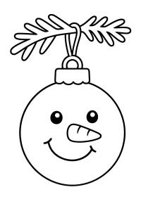 Bola de Navidad con cara de muñeco de nieve dibujo para colorear PDF gratis