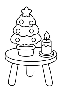 Albero di Natale sul tavolino disegno da colorare PDF gratis