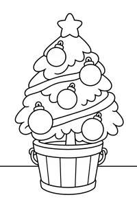 Albero di Natale nel secchio disegno da colorare PDF gratis