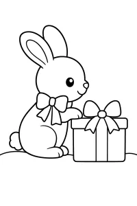 Coniglio con regalo di Natale disegno da colorare PDF gratis