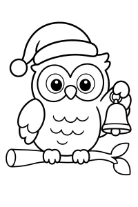 Búho navideño con campana dibujo para colorear PDF gratis