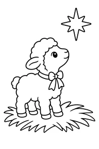 Agnellino con fiocco e stella da colorare disegno da colorare PDF gratis