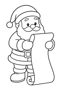 Babbo Natale con lunga lista disegno da colorare PDF gratis
