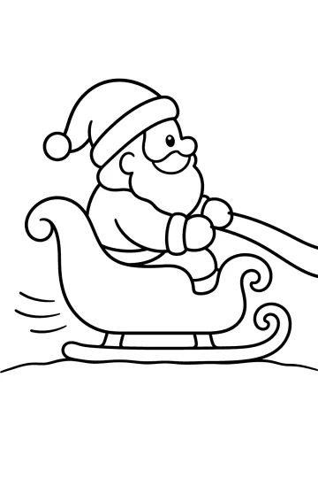 Babbo Natale seduto su una slitta con le redini in mano