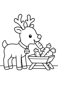 Renna con carriola di carote disegno da colorare PDF gratis