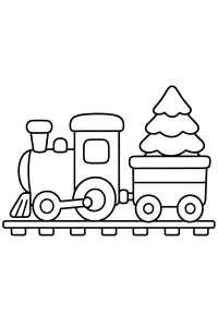 Trenino con albero di Natale disegno da colorare PDF gratis