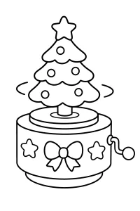 Carillon di Natale con albero e manovella disegno da colorare PDF gratis