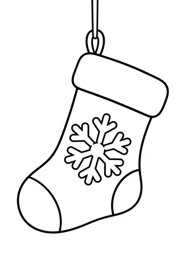 Chaussette de Noël suspendue à une boucle avec un flocon au milieu