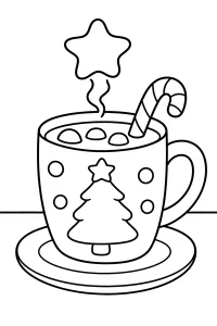Tazza natalizia con albero e bastoncino di zucchero disegno da colorare PDF gratis