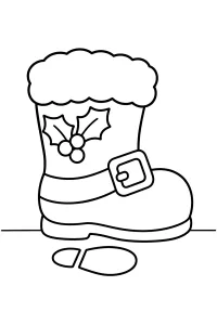 Bota de Papá Noel con acebo dibujo para colorear PDF gratis