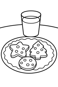 Biscuits de Noël sur une assiette dessin à colorier PDF gratuit