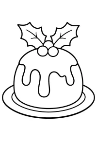 Budino natalizio con agrifoglio disegno da colorare PDF gratis