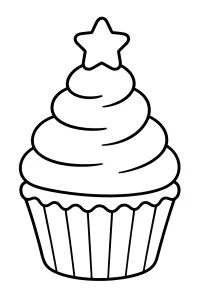 Kerstcupcake met ster kleurplaat gratis PDF