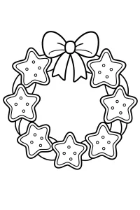 Corona navideña de galletas estrella dibujo para colorear PDF gratis