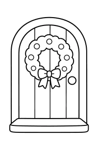Kerstdeur met krans kleurplaat gratis PDF