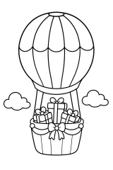 Mongolfiera di Natale con regali disegno da colorare PDF gratis