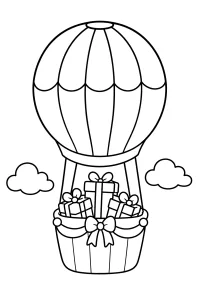 Mongolfiera di Natale con regali disegno da colorare PDF gratis