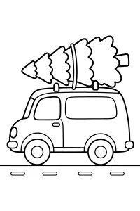 Kleinbus mit Weihnachtsbaum zum Ausmalen malvorlage kostenlos PDF