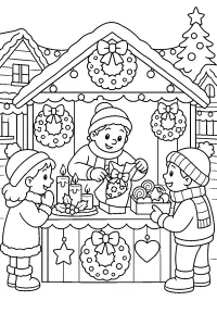 Barraca de mercado de Natal para colorir desenho para colorir PDF grátis
