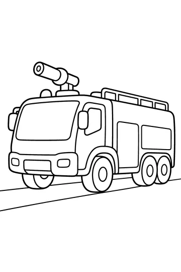 Disegno da colorare di un camion dei vigili del fuoco con cannone sul tetto