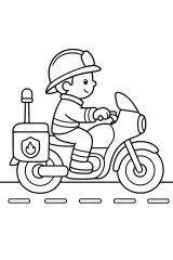 Vigile del fuoco in moto disegno da colorare PDF gratis