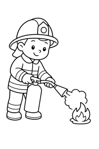 Bombero con extintor dibujo para colorear PDF gratis
