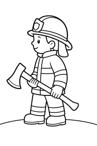 Vigile del fuoco con ascia disegno da colorare PDF gratis