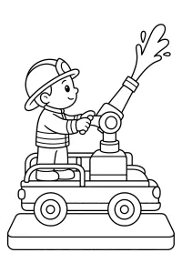 Vigile del fuoco con cannone ad acqua disegno da colorare PDF gratis