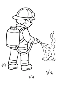 Pompiere forestale con pompa a spalla disegno da colorare PDF gratis