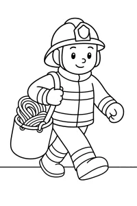 Firefighter carrying a rope bag coloring page free PDF