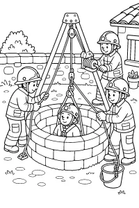 Vigili del fuoco al pozzo disegno da colorare PDF gratis