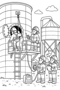 Vigili del fuoco al silo agricolo disegno da colorare PDF gratis