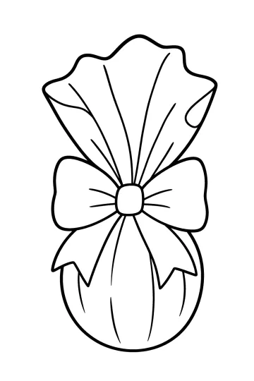 Disegno da colorare di un uovo di Pasqua con grande fiocco