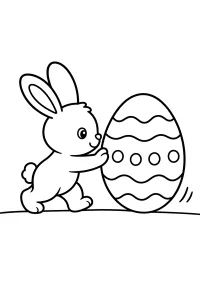 Conejito de Pascua empuja un gran huevo dibujo para colorear PDF gratis
